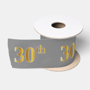 Faux/Imitation Gold "30th" Event Number (Grey) Satin Ribbon