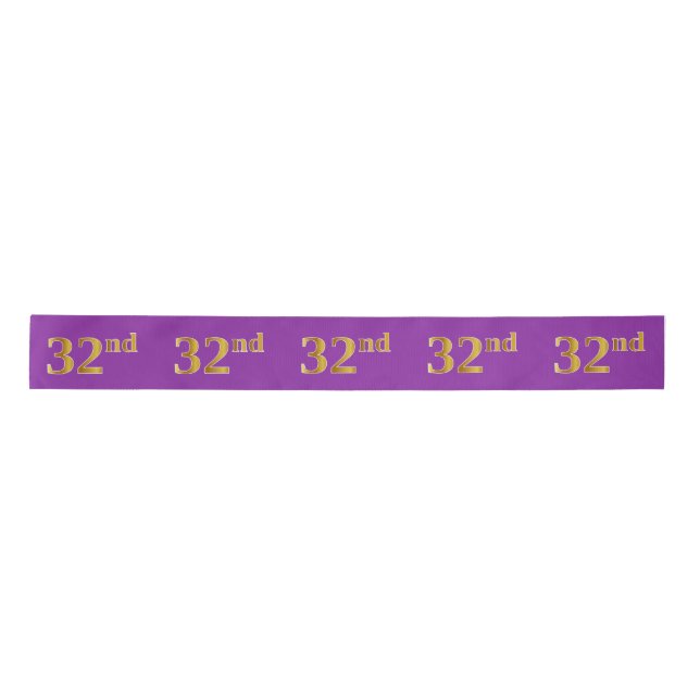 Faux/Imitation Gold "32nd" Event Number (Purple) Satin Ribbon (Front)