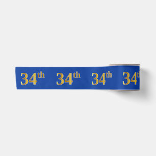 Faux/Imitation Gold "34th" Event Number (Blue) Satin Ribbon