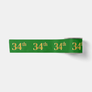 Faux/Imitation Gold "34th" Event Number (Green) Satin Ribbon