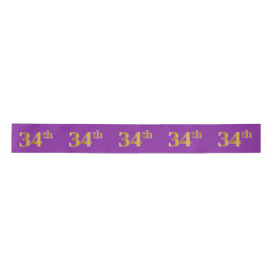 Faux/Imitation Gold "34th" Event Number (Purple) Satin Ribbon