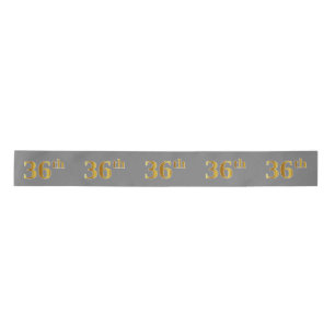 Faux/Imitation Gold "36th" Event Number (Grey) Satin Ribbon