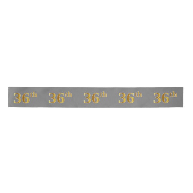 Faux/Imitation Gold "36th" Event Number (Grey) Satin Ribbon (Front)