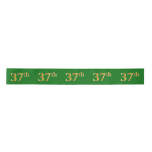 Faux/Imitation Gold "37th" Event Number (Green) Satin Ribbon