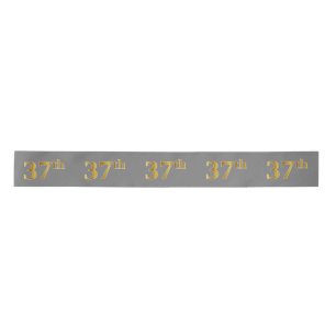 Faux/Imitation Gold "37th" Event Number (Grey) Satin Ribbon