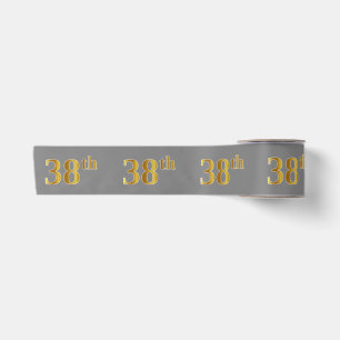 Faux/Imitation Gold "38th" Event Number (Grey) Satin Ribbon