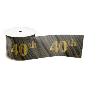 Faux/Imitation Gold "40th" Event Number (Rustic) Satin Ribbon