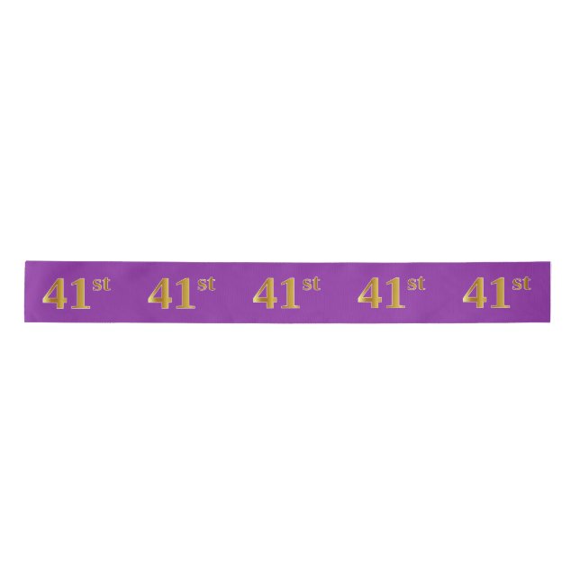 Faux/Imitation Gold "41st" Event Number (Purple) Satin Ribbon (Front)