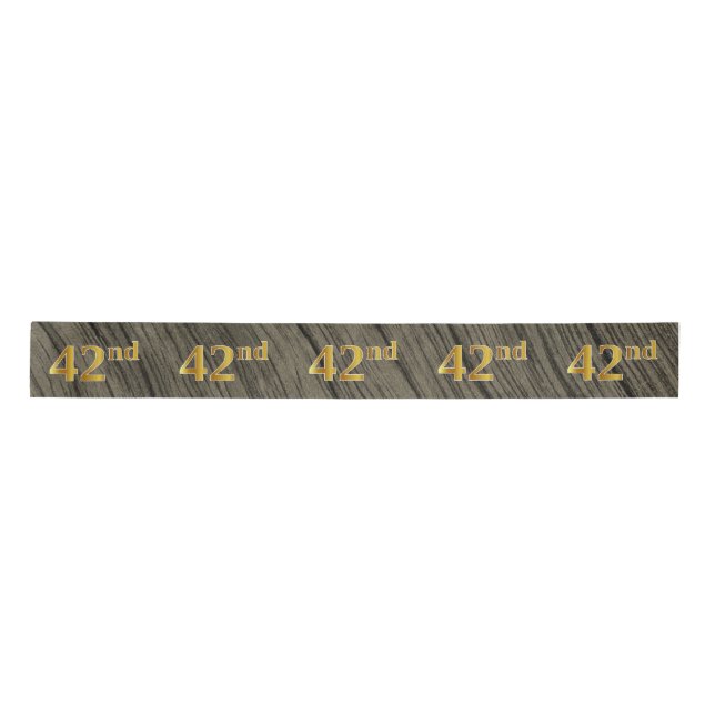 Faux/Imitation Gold "42nd" Event Number (Rustic) Satin Ribbon (Front)