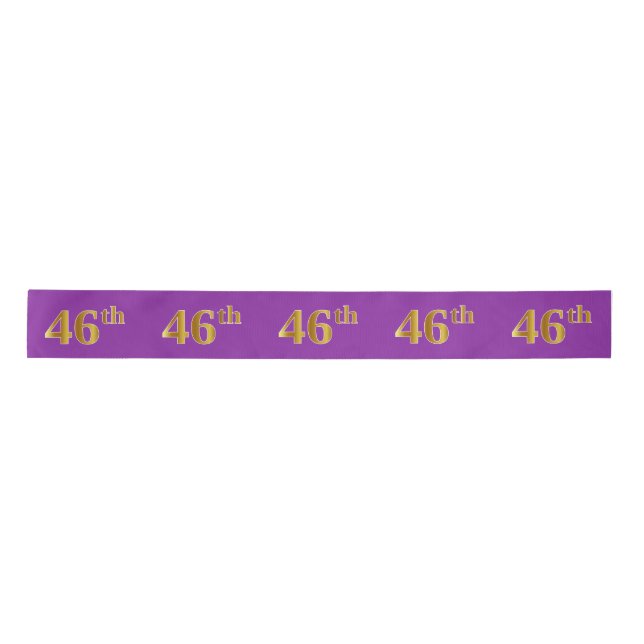 Faux/Imitation Gold "46th" Event Number (Purple) Satin Ribbon (Front)