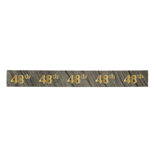 Faux/Imitation Gold "48th" Event Number (Rustic) Satin Ribbon (Front)