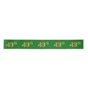 Faux/Imitation Gold "49th" Event Number (Green) Satin Ribbon
