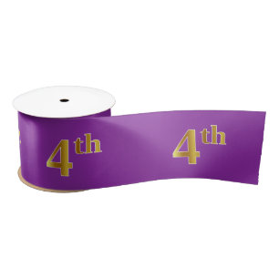 Faux/Imitation Gold "4th" Event Number (Purple) Satin Ribbon