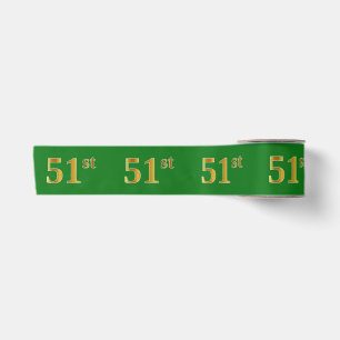 Faux/Imitation Gold "51st" Event Number (Green) Satin Ribbon
