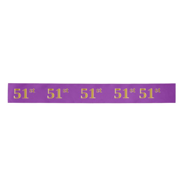 Faux/Imitation Gold "51st" Event Number (Purple) Satin Ribbon (Front)