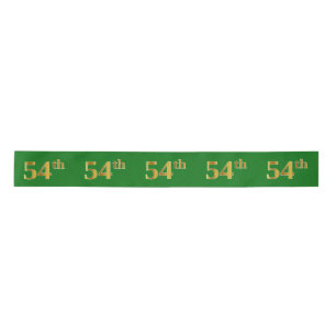 Faux/Imitation Gold "54th" Event Number (Green) Satin Ribbon