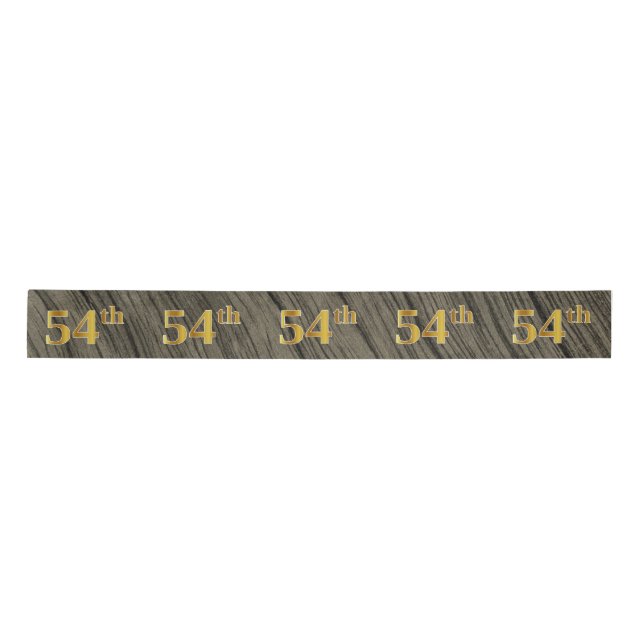 Faux/Imitation Gold "54th" Event Number (Rustic) Satin Ribbon (Front)