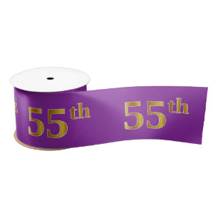 Faux/Imitation Gold "55th" Event Number (Purple) Satin Ribbon