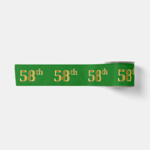 Faux/Imitation Gold "58th" Event Number (Green) Satin Ribbon