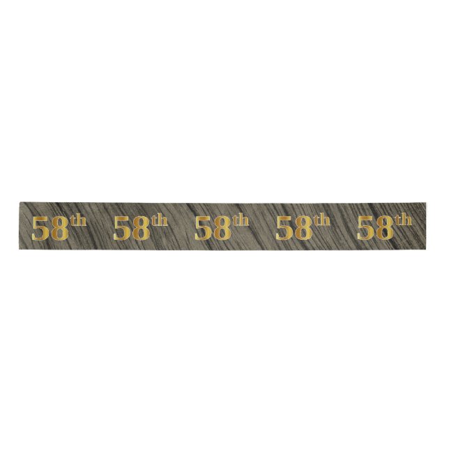Faux/Imitation Gold "58th" Event Number (Rustic) Satin Ribbon (Front)