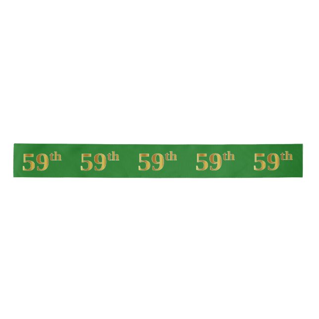 Faux/Imitation Gold "59th" Event Number (Green) Satin Ribbon (Front)