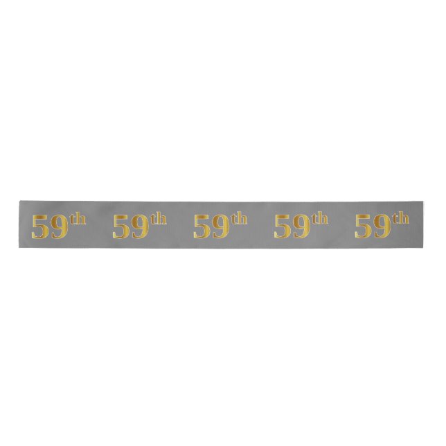 Faux/Imitation Gold "59th" Event Number (Grey) Satin Ribbon (Front)