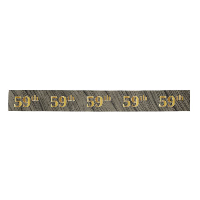 Faux/Imitation Gold "59th" Event Number (Rustic) Satin Ribbon (Front)
