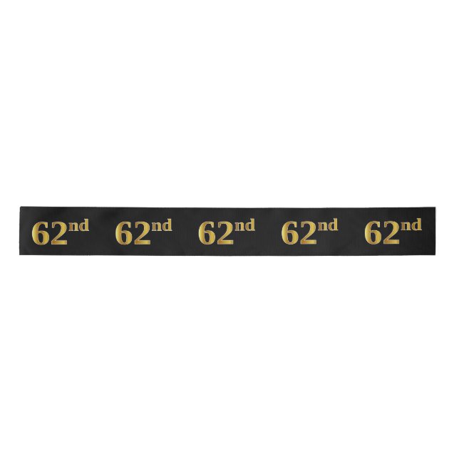 Faux/Imitation Gold "62nd" Event Number (Black) Satin Ribbon (Front)