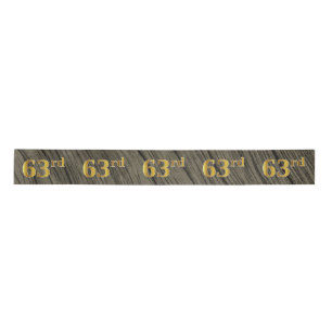 Faux/Imitation Gold "63rd" Event Number (Rustic) Satin Ribbon