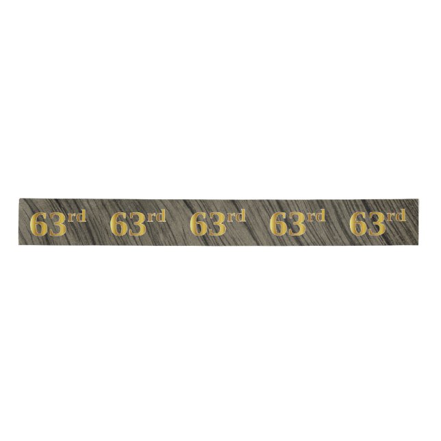 Faux/Imitation Gold "63rd" Event Number (Rustic) Satin Ribbon (Front)
