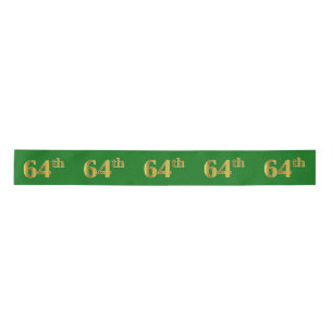 Faux/Imitation Gold "64th" Event Number (Green) Satin Ribbon