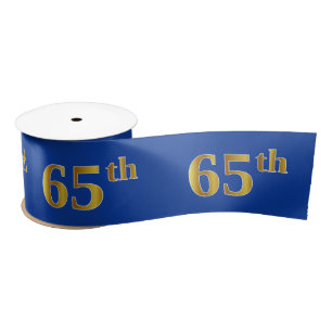 Faux/Imitation Gold "65th" Event Number (Blue) Satin Ribbon