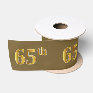 Faux/Imitation Gold "65th" Event Number (Brown) Satin Ribbon