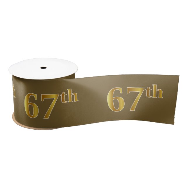 Faux/Imitation Gold "67th" Event Number (Brown) Satin Ribbon (Spool)