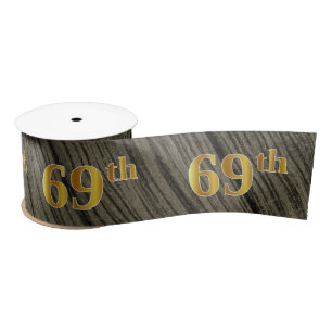 Faux/Imitation Gold "69th" Event Number (Rustic) Satin Ribbon
