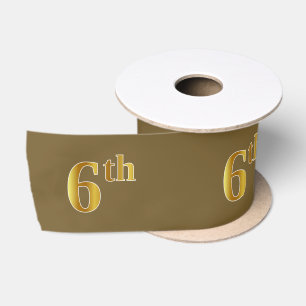 Faux/Imitation Gold "6th" Event Number (Brown) Satin Ribbon