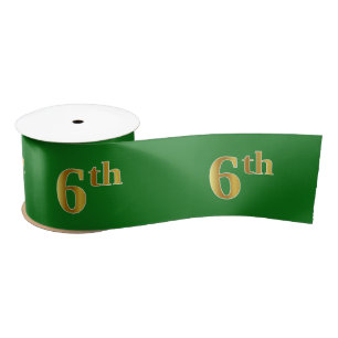 Faux/Imitation Gold "6th" Event Number (Green) Satin Ribbon