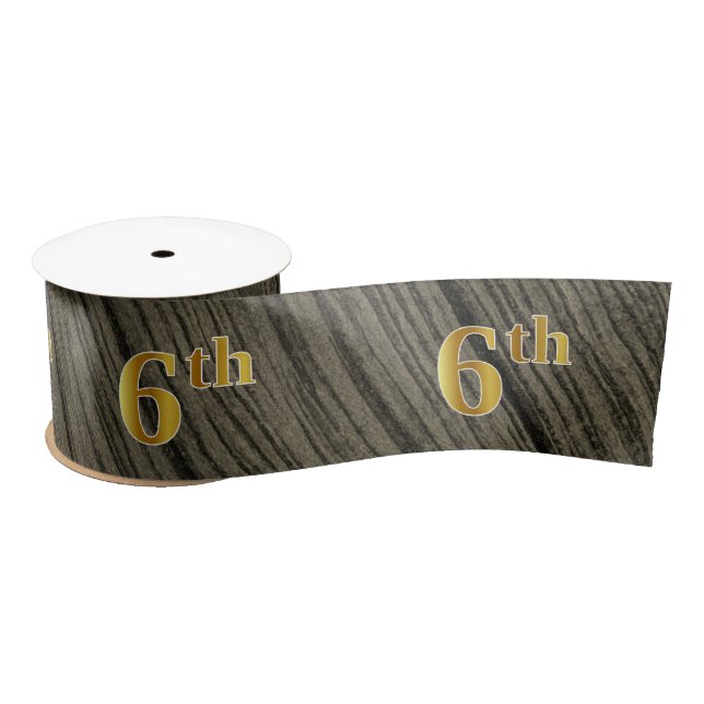 Faux/Imitation Gold "6th" Event Number (Rustic) Satin Ribbon (Spool)