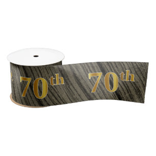 Faux/Imitation Gold "70th" Event Number (Rustic) Satin Ribbon