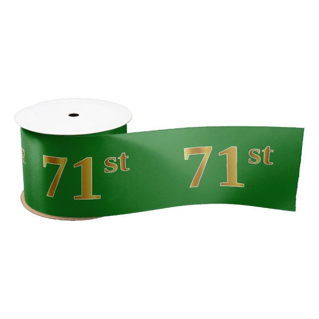 Faux/Imitation Gold "71st" Event Number (Green) Satin Ribbon (Spool)