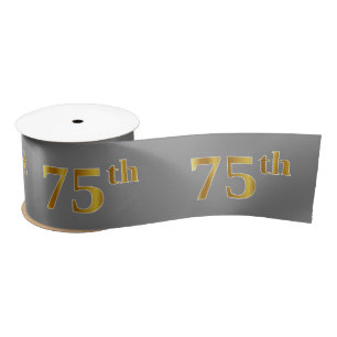 Faux/Imitation Gold "75th" Event Number (Grey) Satin Ribbon