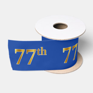 Faux/Imitation Gold "77th" Event Number (Blue) Satin Ribbon