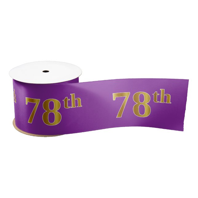 Faux/Imitation Gold "78th" Event Number (Purple) Satin Ribbon (Spool)