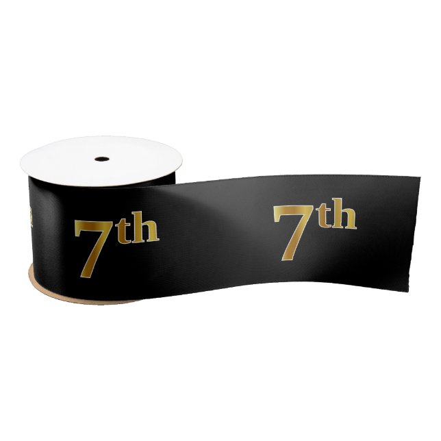 Faux/Imitation Gold "7th" Event Number (Black) Satin Ribbon (Spool)