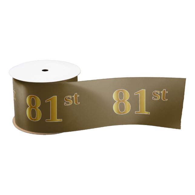 Faux/Imitation Gold "81st" Event Number (Brown) Satin Ribbon (Spool)