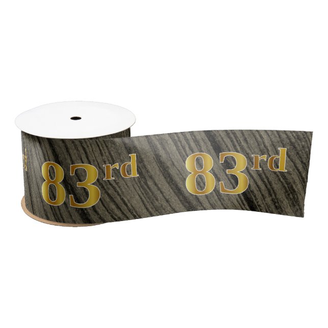 Faux/Imitation Gold "83rd" Event Number (Rustic) Satin Ribbon (Spool)