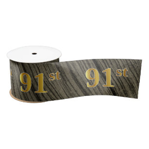 Faux/Imitation Gold "91st" Event Number (Rustic) Satin Ribbon