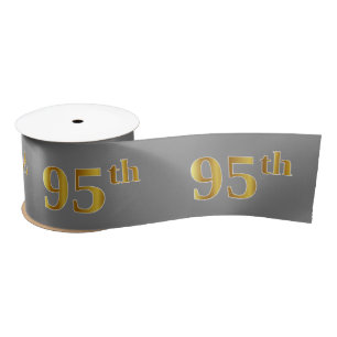 Faux/Imitation Gold "95th" Event Number (Grey) Satin Ribbon