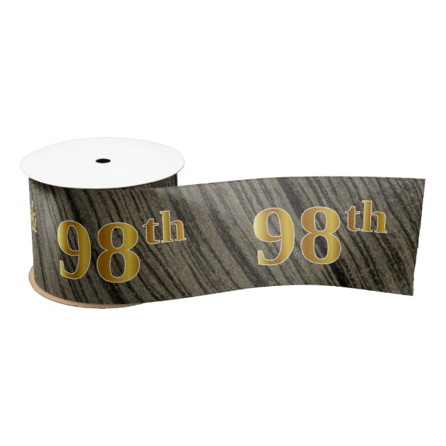 Faux/Imitation Gold "98th" Event Number (Rustic) Satin Ribbon (Spool)