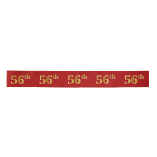 Faux/Imitation Gold Look "56th" Event Number (Red) Satin Ribbon